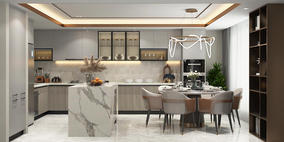 Mindful Gray Kitchen Cabinets with Island