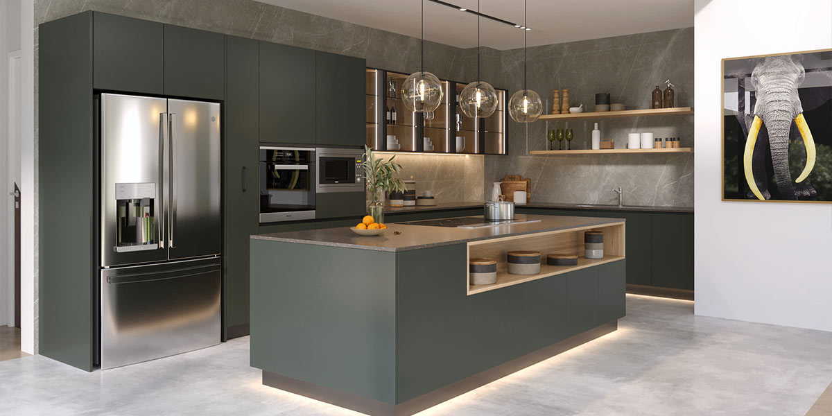 Dark Grey Kitchen Cabinets Minimalist Style 