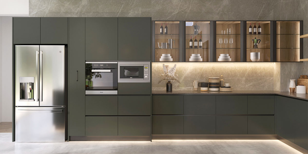 Dark Grey Kitchen Cabinets Minimalist Style 