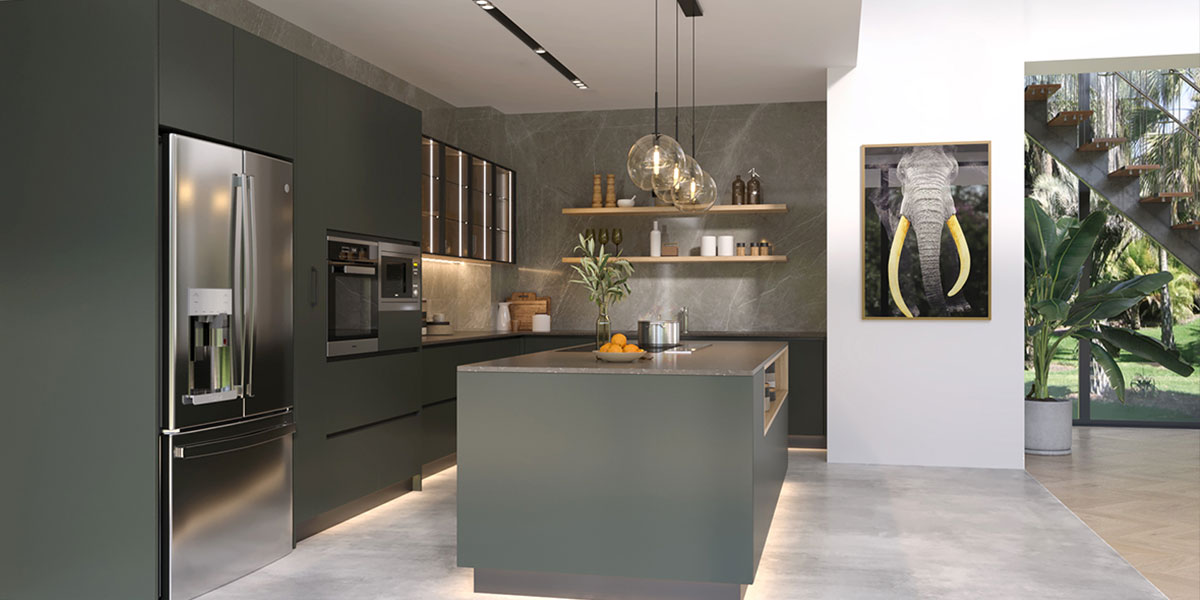 Dark Grey Kitchen Cabinets Minimalist Style 