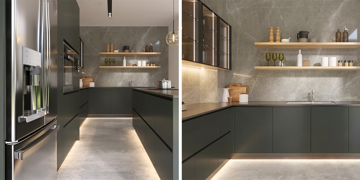Dark Grey Kitchen Cabinets Minimalist Style 