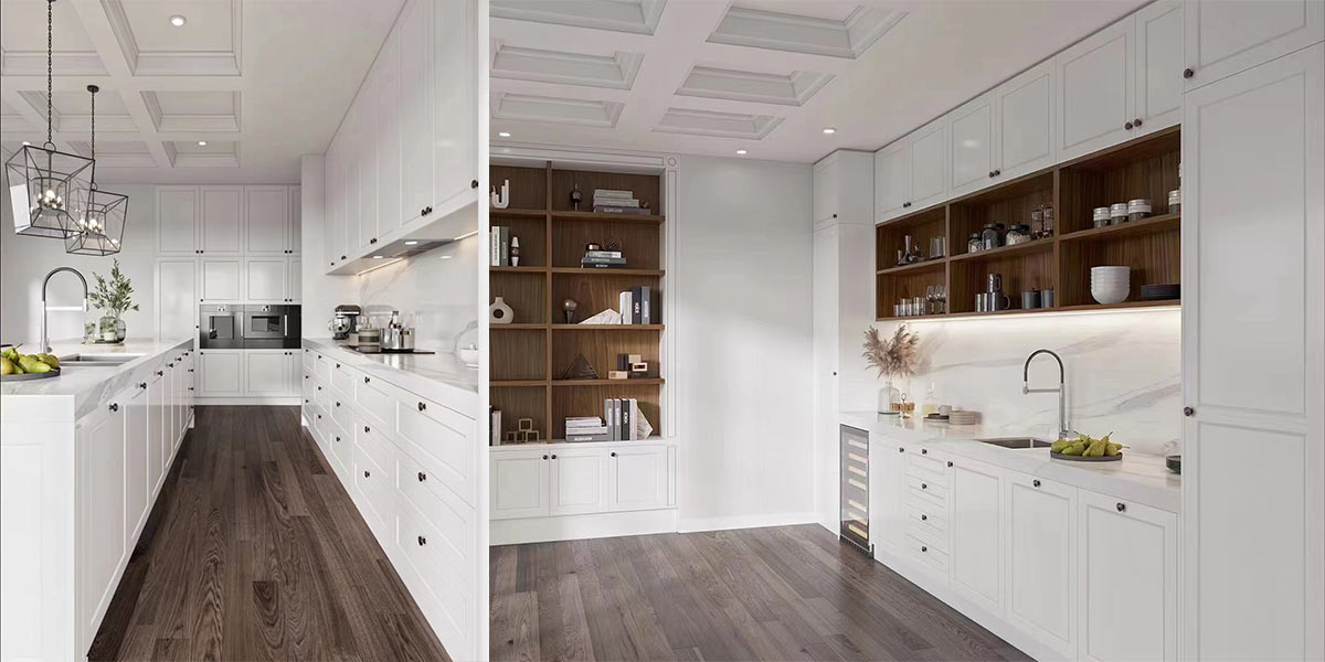 White Shaker Style Frameless Kitchen Cabinets