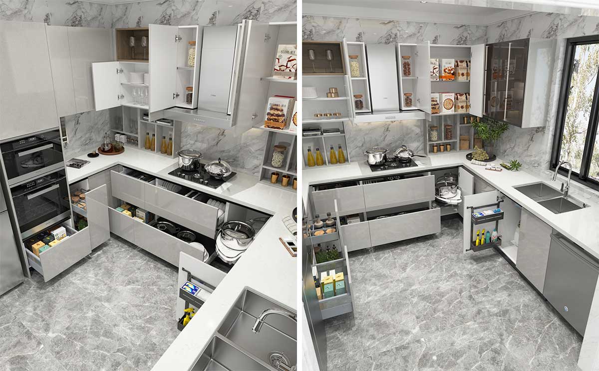 Silver Grey U Shaped Kitchen