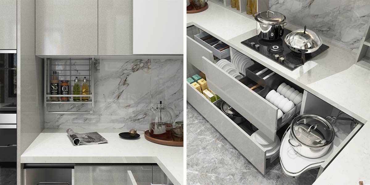 Silver Grey U Shaped Kitchen