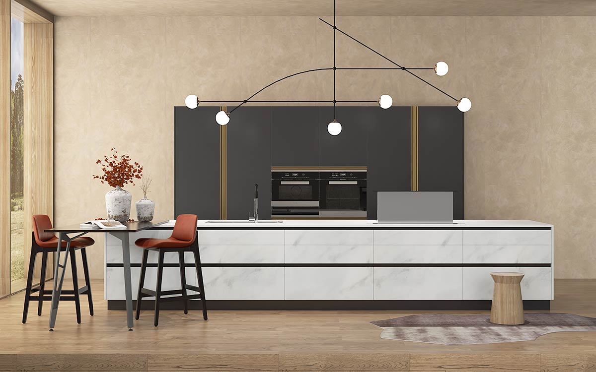 Modern Galley Kitchen in Grey and White