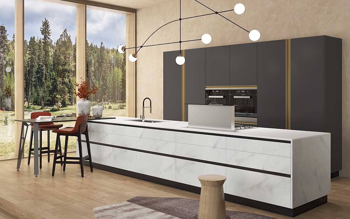 Modern Galley Kitchen in Grey and White