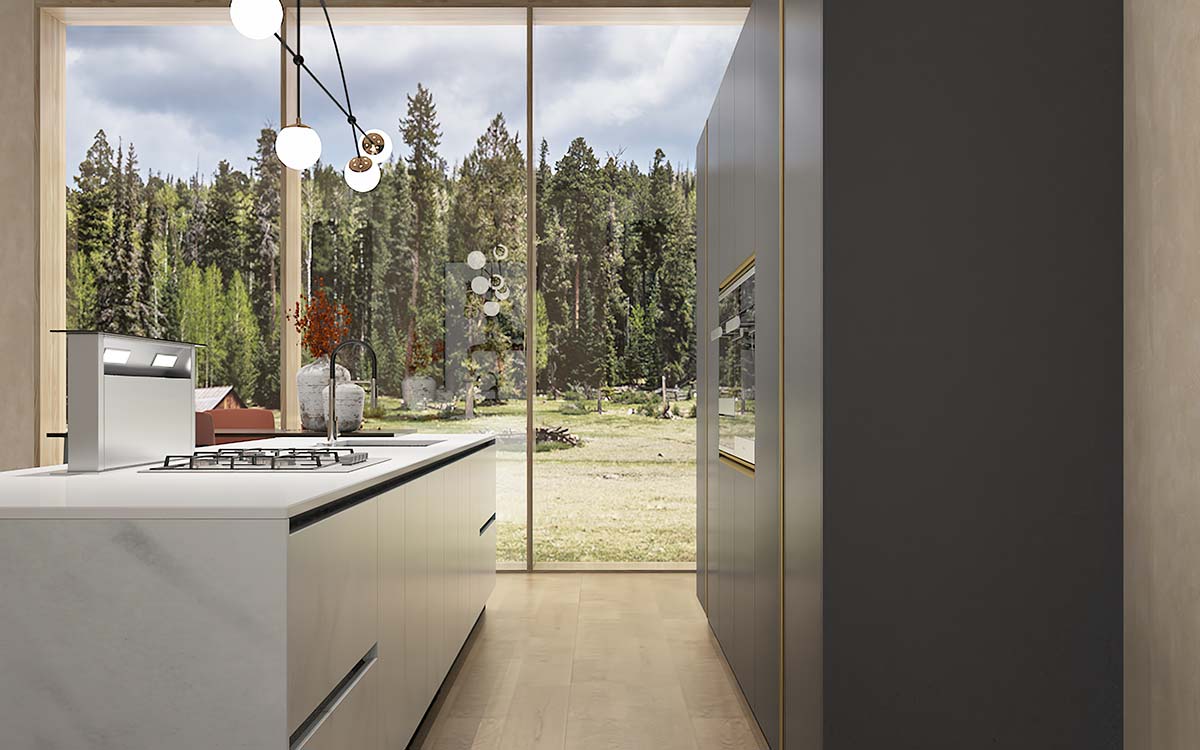 Modern Galley Kitchen in Grey and White