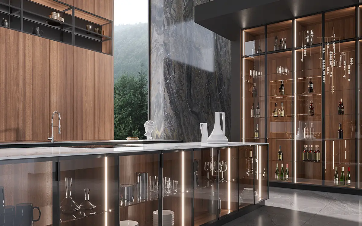 High End Greenish Blue Kitchen Cabinets