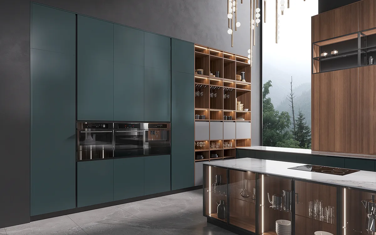 Greenish Blue Kitchen Cabinets