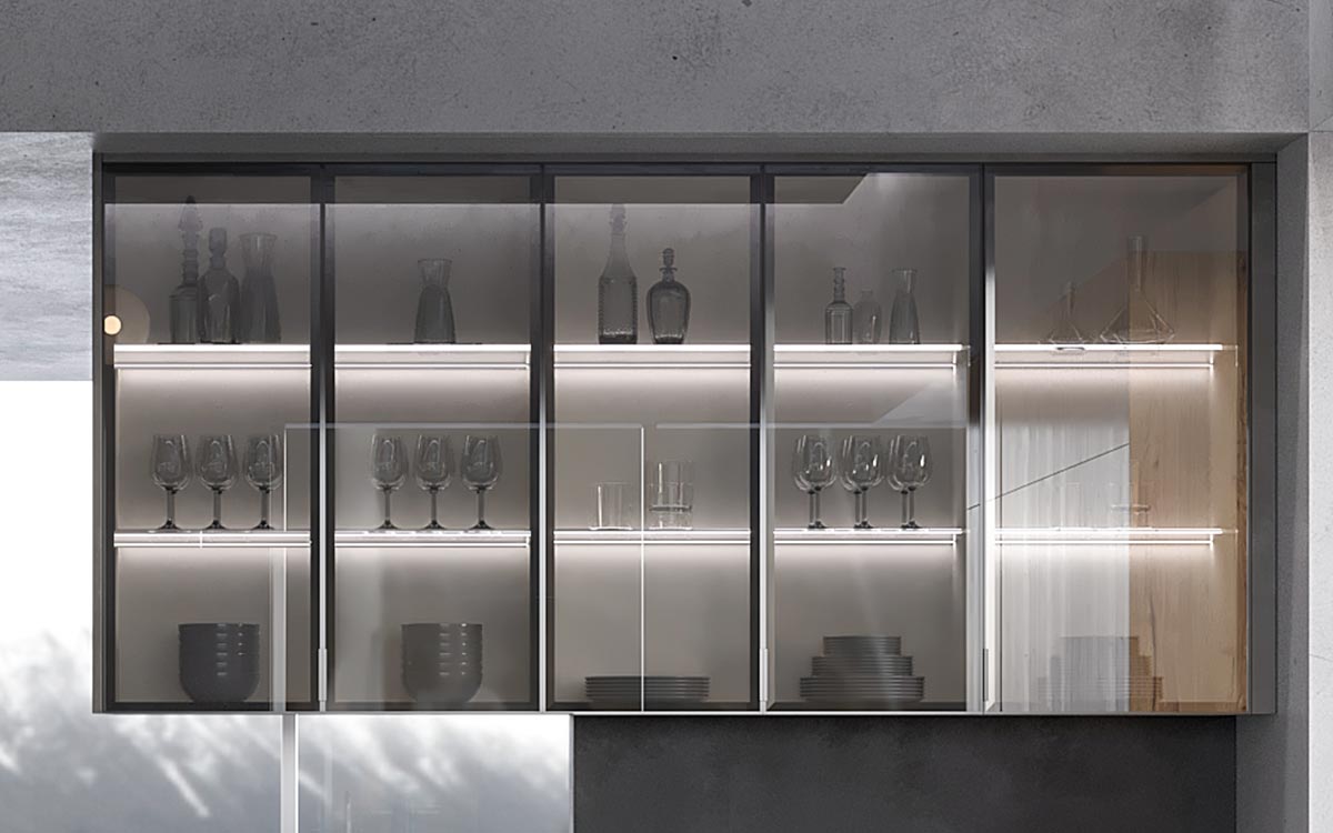 Industrial Kitchen Design with Grey Stone Effect Doors
