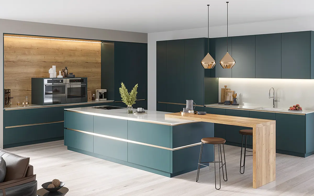 Blue Green Kitchen Cabinets Modern Style