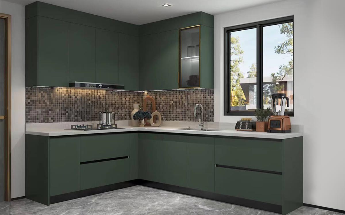 Painted Green J Pull Wet Kitchen