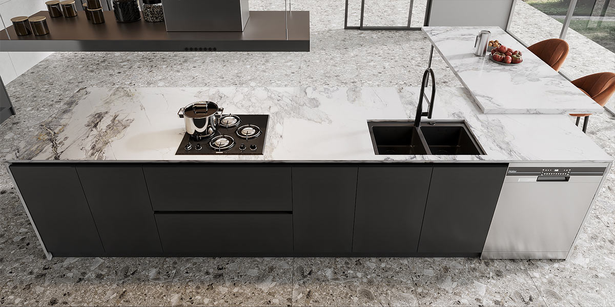 Medium Grey Lacquer Modern Kitchen Cabinets OB22-Moher