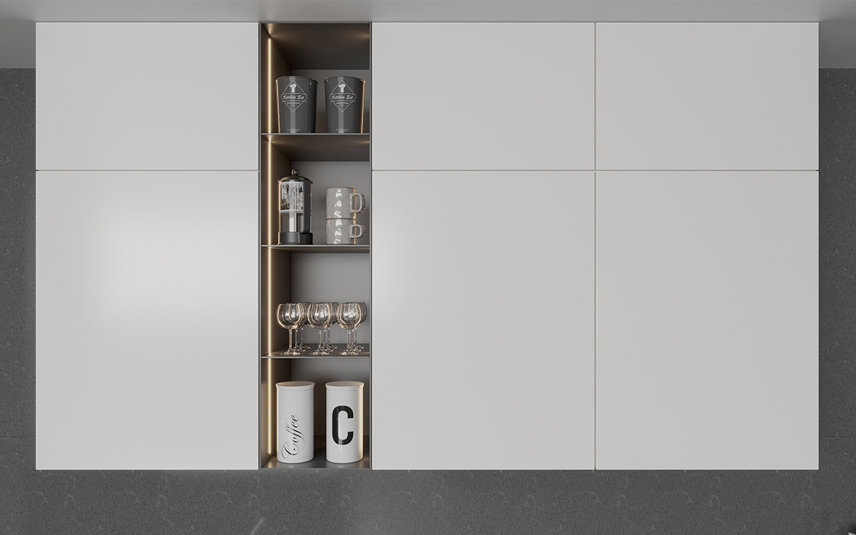 Painted White Kitchen with Grey Island