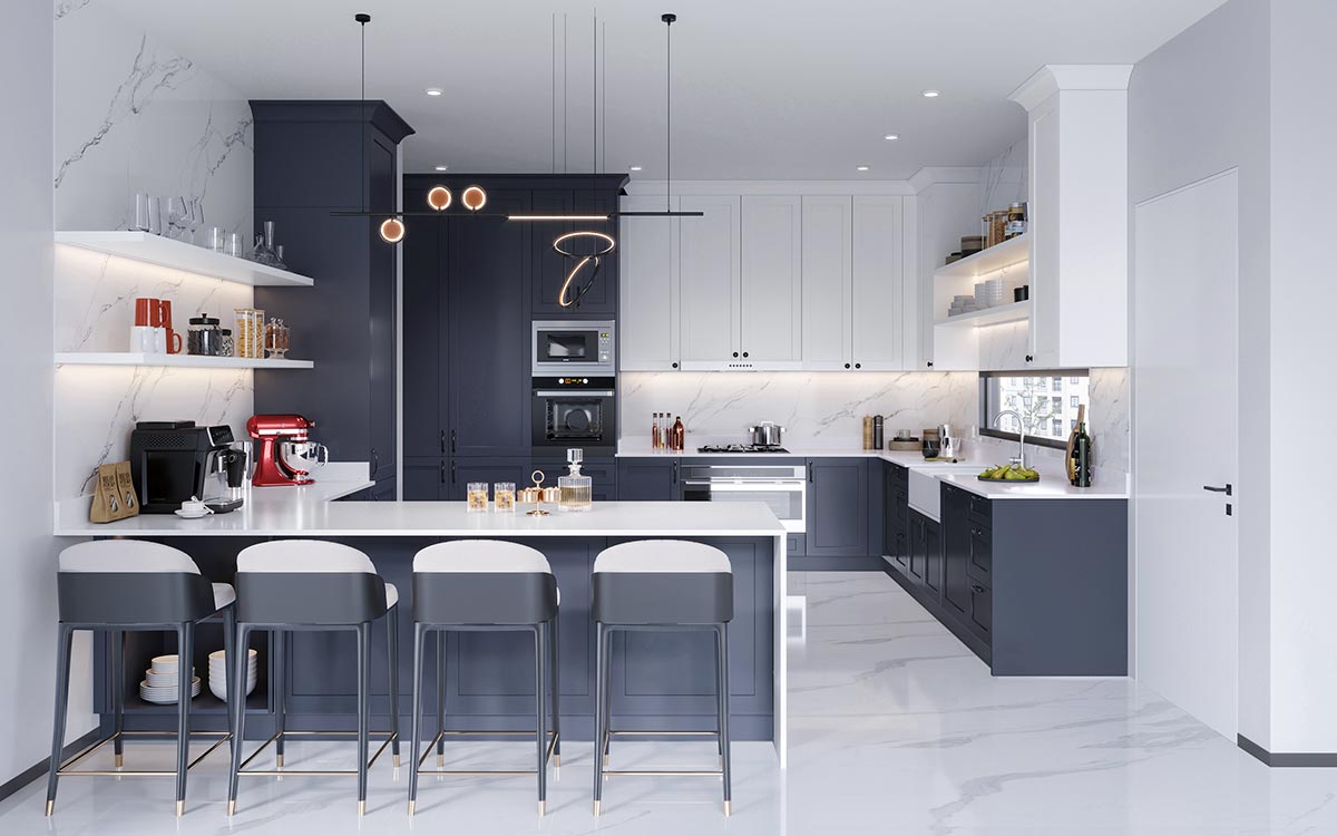 Dark Blue Kitchen Cabinets Shaker Style