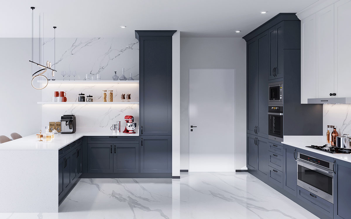 Dark Blue Kitchen Cabinets Shaker Style