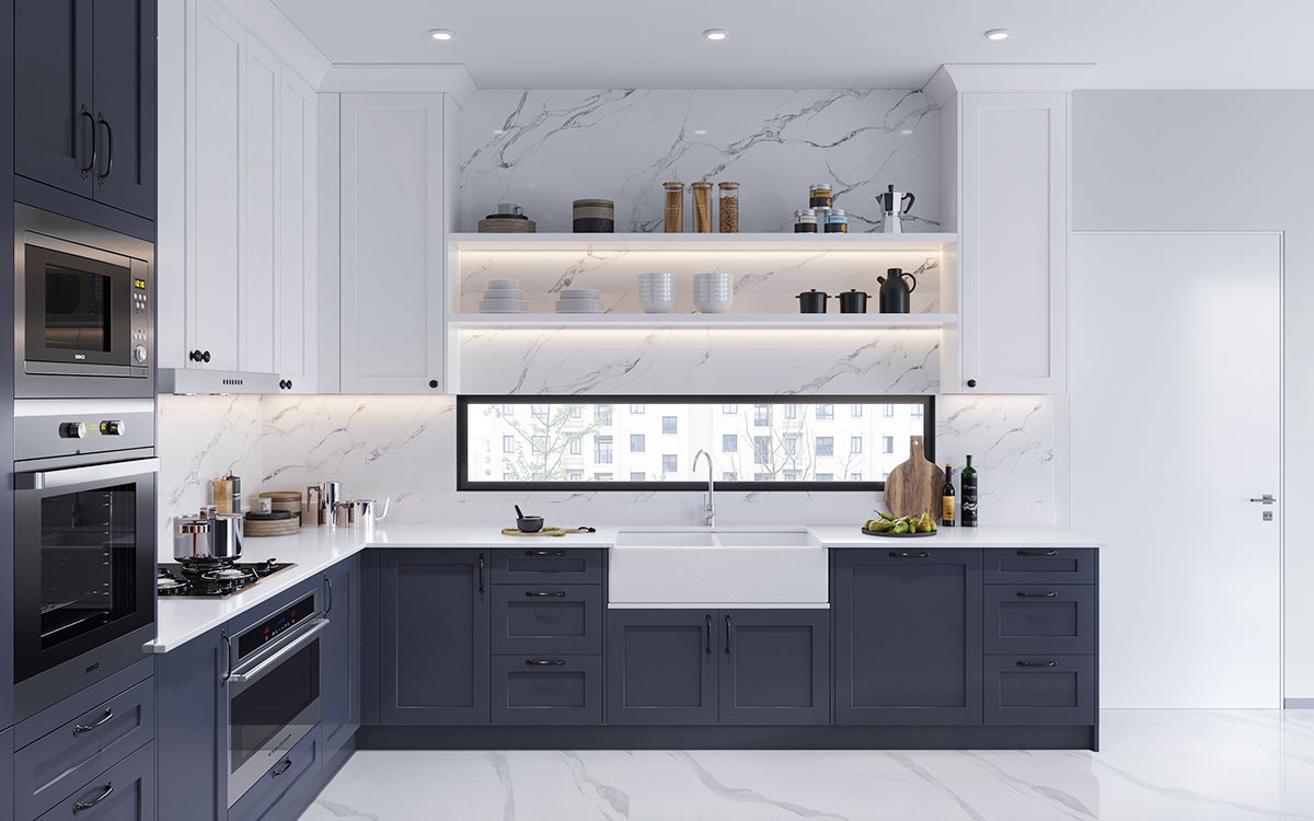 Dark Blue Kitchen Cabinets Shaker Style