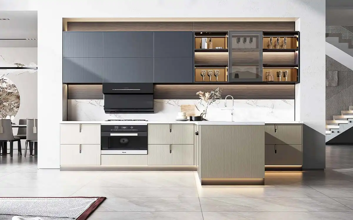 Thermofoil Cabinets Kitchen in T Shaped Layout