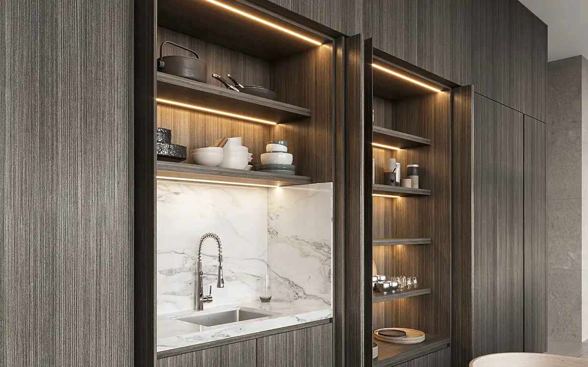 tall cabinets with pocket doors